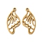 Ion Plating(IP) 304 Stainless Steel Pendants, Wing Charm, Real 18K Gold Plated, 25x12x1mm, Hole: 1.6mm