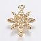 Brass Micro Pave Cubic Zirconia Links, Lead Free & Cadmium Free, Star, Golden, 16x11x1.5mm, Hole: 1mm