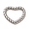 Non-Tarnish 304 Stainless Steel Linking Rings, Twisted Heart, Stainless Steel Color, 25x30x3.5mm