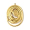 304 Stainless Steel Pendant Cabochon Settings, Ion Plating(IP), Oval Charm, Real 18K Gold Plated, Tray: 8x6.5mm, 40.5x28x4mm, Hole: 1.8mm