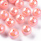 Opaque Acrylic Beads, AB Color Plated, Round, Light Salmon, 20x19mm, Hole: 2~3mm