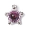 Cylinder Seed Beads & Natural Tiger Eye Beads Pendants, with 304 Stainless Steel Open Jump Rings, Star, Purple, 21x19x8mm, Hole: 4mm