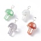 Cat Eye Pendants, with Copper Wire, Mushroom, Mixed Color, Silver, 30x14~17mm, Hole: 4mm