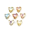 Brass Glass Rhinestone Sew on Rhinestones, Heart, Faceted, Mixed Color, Golden, 9x8x5mm, Hole: 0.8mm