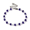 Rondelle Cube Glass & Brass Link Chain Bracelets, Platinum, 9-1/2 inch(24cm)