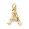 Brass Pendants, Cadmium Free & Lead Free, with Jump Ring, Golden, Letter Charms, Letter A, 12x10x2mm, Hole: 3mm