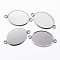 304 Stainless Steel Cabochon Connector Settings, Plain Edge Bezel Cups, Oval, Stainless Steel Color, Tray: 25x18mm, 1.5mm, Hole: 2mm