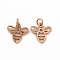Ion Plating(IP) 304 Stainless Steel Pendants, with Jump Ring, Bee, Rose Gold, 8x8x0.5mm, Hole: 2mm