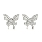 Rack Plating Brass Micro Pave Clear Cubic Zirconia Stud Earrings for Women, Cadmium Free & Lead Free, Long-Lasting Plated, Bowknot, Platinum, 12x11.5mm