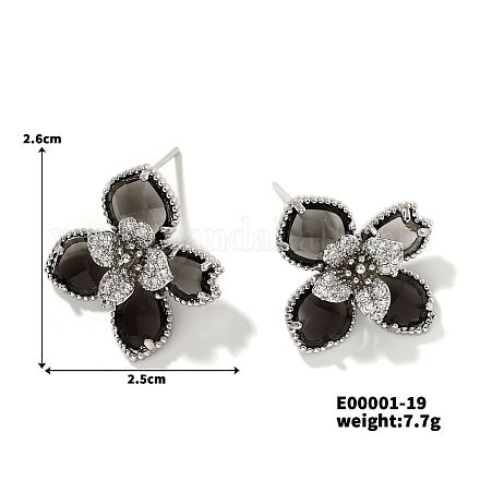 Модные и элегантные серьги-гвоздики цветочной формы со стразами QI6190-4-1