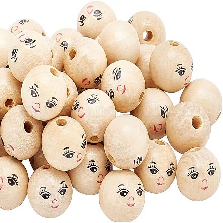 50 шт. Бусины из натурального дерева WOOD-FG0001-15B-1