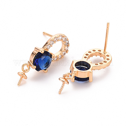 Серьги из латуни с микропейвом и прозрачным фианитом KK-T062-219A-NF-1