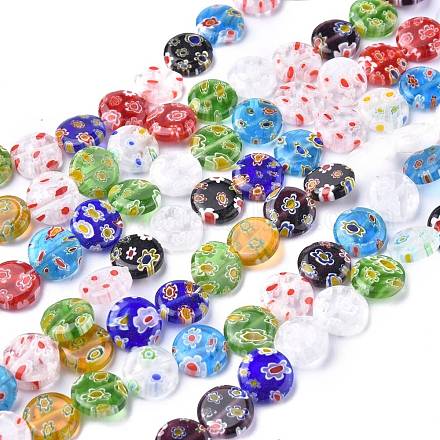 Плоские круглые ручной работы Millefiori бисер пряди LK-R004-62-1