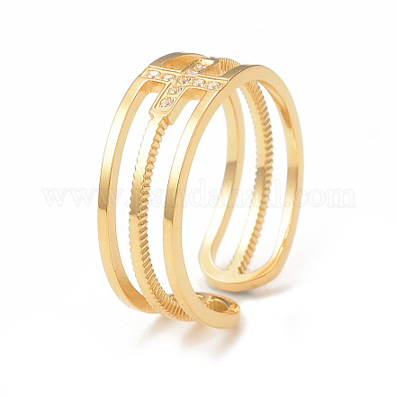 Кольцо-кафф с кристаллами и стразами RJEW-I096-25G-1