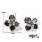 Fashionable and Elegant Floral Shaped Stud Earrings with Rhinestones, Platinum, Black, Flower, 26x25mm