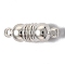 Brass Magnetic Clasps with Loops, Oval, Silver, 18x6mm, Hole: 1.6mm