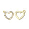 Rack Plating Alloy Rhinestone Charms, Lead Free & Cadmium Free & Nickel Free, Heart, Light Gold, Crystal, 12.5x10.5x1.3mm, Hole: 1.4mm