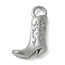 304 Stainless Steel Pendants, Cowboy Boots Charms, Stainless Steel Color, 21.5x12.5x4mm, Hole: 2.8x3mm