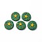 Handmade Polymer Clay Cabochons, Christmas, Flat Round with Star, Green, 16x3~4mm