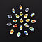 20Pcs Transparent Spray Painted Glass Charms, AB Color Plated, Teardrop, Light Grey, 9x6x6mm, Hole: 1mm