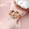 Heart with Flower Hollow Out Brass Finger Rings, Golden & Rose Gold, Letter E, Inner Diameter: 17mm