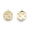 Brass Micro Pave Clear Cubic Zirconia Charms, Cadmium Free & Nickel Free & Lead Free, Flat Round, Real 18K Gold Plated, 14x12x2mm, Hole: 1.2mm