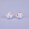 Printed Round with Baseball Pattern Silicone Focal Beads, White, 15x15mm, Hole: 2mm