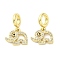 Brass Micro Pave Cubic Zirconia European Dangle Charms, Elephant, Large Hole Pendants, Cadmium Free & Lead Free, Real 16K Gold Plated, 17mm, Hole: 4.2mm