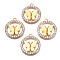 Alloy Rhinestone Pendants, with Acrylic, Cadmium Free & Lead Free, Ring with Butterfly, Light Gold, Yellow, 24.5x22x3.5mm, Hole: 1.6mm