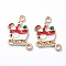 Golden Plated Alloy Enamel Pendants, for Christmas, Santa Claus with With  Sleigh, White, 22x18x2mm, Hole: 2mm