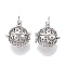 Rack Plating Brass Cage Pendants, Nickel Free, For Chime Ball Pendant Necklaces Making, Hollow Round with Infinity, Platinum, 29x26x21.5mm, Hole: 6x8mm, inner measure: 18mm