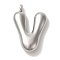 Non-Tarnish Ion Plating(IP) 304 Stainless Steel Pendants, Balloon Letter Charm, Stainless Steel Color, Letter V, 25x17.5x6mm, Hole: 2mm
