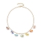 Bohemian Style Stainless Steel Glass Pendant Necklaces for Women, Butterfly, Colorful, 14.96 inch(38cm)