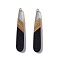 Opaque Resin & Walnut Wood Pendants, Teardrop Charms, Black, 44x7.5x3.5mm, Hole: 1.5mm