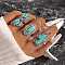 3Pcs 3 Style Synthetic Turquoise Ring Sets for Women, Boho Alloy Stackable Rings, Mixed Shapes, Oval, Inner Diameter: 15~18mm, 1Pc/style