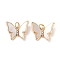 Brass Micro Pave Cubic Zirconia Pendants, Cadmium Free & Nickel Free & Lead Free, with Shell, with Jump Rings, Butterfly Charms, Real 18K Gold Plated, 14.5x18.5x4mm, Hole: 3mm