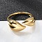 Ion Plating(IP) 304 Stainless Steel Leaf Open Cuff Rings for Women, Real 14K Gold Plated, Inner Diameter: 17mm
