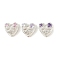 Brass Micro Pave Cubic Zirconia Beads, Heart with Swan, Lead Free & Cadmium Free, Long-Lasting Plated, Silver, 13x13.5x6.5mm, Hole: 1.6mm