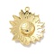 Rack Plating Brass Pendants, Long-Lasting Plated, Lead Free & Cadmium Free, Sunflower Charms, Real 18K Gold Plated, 28x24x4.5mm, Hole: 1.6mm
