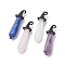 Natural Mixed Gemstone Pointed Pendants, with Baking Painted Alloy Pointed Pendants, 3D Magic Hat with Bullet, 39~42.5x11x10.5mm, Hole: 1.5x2mm