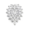Brass Cubic Zirconia with Glass Pendants, Cadmium Free & Nickel Free & Lead Free, Leaf Charms, Platinum, 29.5x23x8.5mm, Hole: 2mm