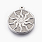 Non-Tarnish 304 Stainless Steel Pendants, Flat Round with Sun, Stainless Steel Color, 25x3mm, Hole: 1.6mm