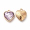 Faceted Glass Rhinestone Pendants, with Golden Tone Zinc Alloy Findings, Heart Charms, Lilac, 16.5x14x6.5mm, Hole: 1.6mm