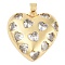 Rack Plating Heart Brass Micro Pave Clear Cubic Zirconia Pendants, Long-Lasting Plated, Cadmium Free & Lead Free, Real 18K Gold Plated, 31x30.5x8mm, Hole: 5x4mm