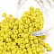 6/0 Opaque Colours Round Glass Seed Beads, Yellow, Size: about 4mm in diameter, hole:1.5mm, about 495pcs/50g
