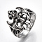 Alloy Wide Band Rings, Chunky Rings, Skull, Antique Silver, Size 11, 21mm
