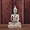 Resin Buddha Statue Display Decoration, for Home Office Desktop Feng Shui Decoration, Silver, 75x50x110mm