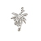 Brass Micro Pave Cubic Zirconia Pendants, Coconut Tree Charms, Rack Plating, Long-Lasting Plated, Lead Free & Cadmium Free, Platinum, 11.5x8x2.5mm, Hole: 0.6mm