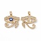 Brass Micro Pave Cubic Zirconia Pendants, Cadmium Free & Nickel Free & Lead Free, with Glass Rhinestone, Enamel Evil Eye Charms, Eye of Ra Charms, Real 18K Gold Plated, Clear, 20.5x21x3.5mm, Hole: 5x2.5mm
