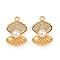 Brass Micro Pave Cubic Zirconia Pendants, Shell Shape Charms, with ABS Imitation Pearls and Loops, Long-Lasting Plated, Nickel Free, Real 18K Gold Plated, 16x10.5x5.5mm, Hole: 1.2mm